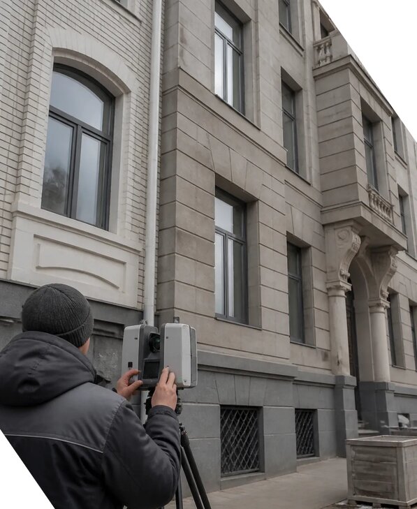 Лазерное сканирование фасадов зданий для обследования в Мурманске